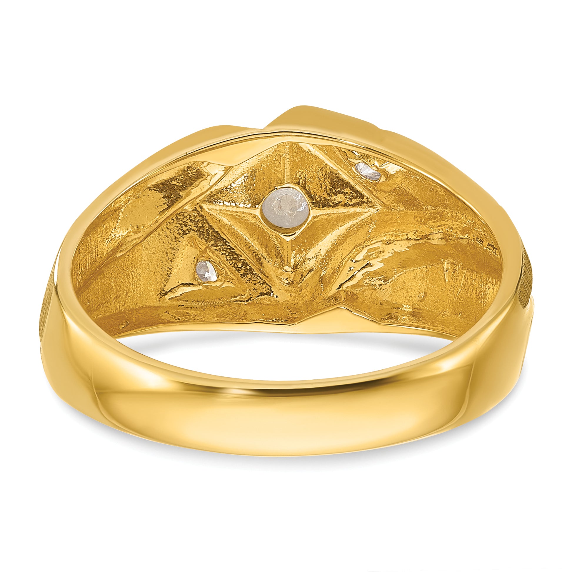 14k with White Rhodium Mens Satin 1/5 carat Diamond Complete Ring - Sophia Jewelers