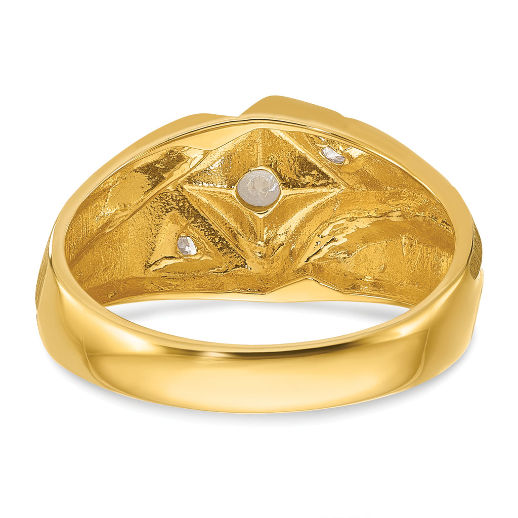 14k Mens Polished and Satin Diamond Ring Mounting, Mounting Only - Sophia Jewelers