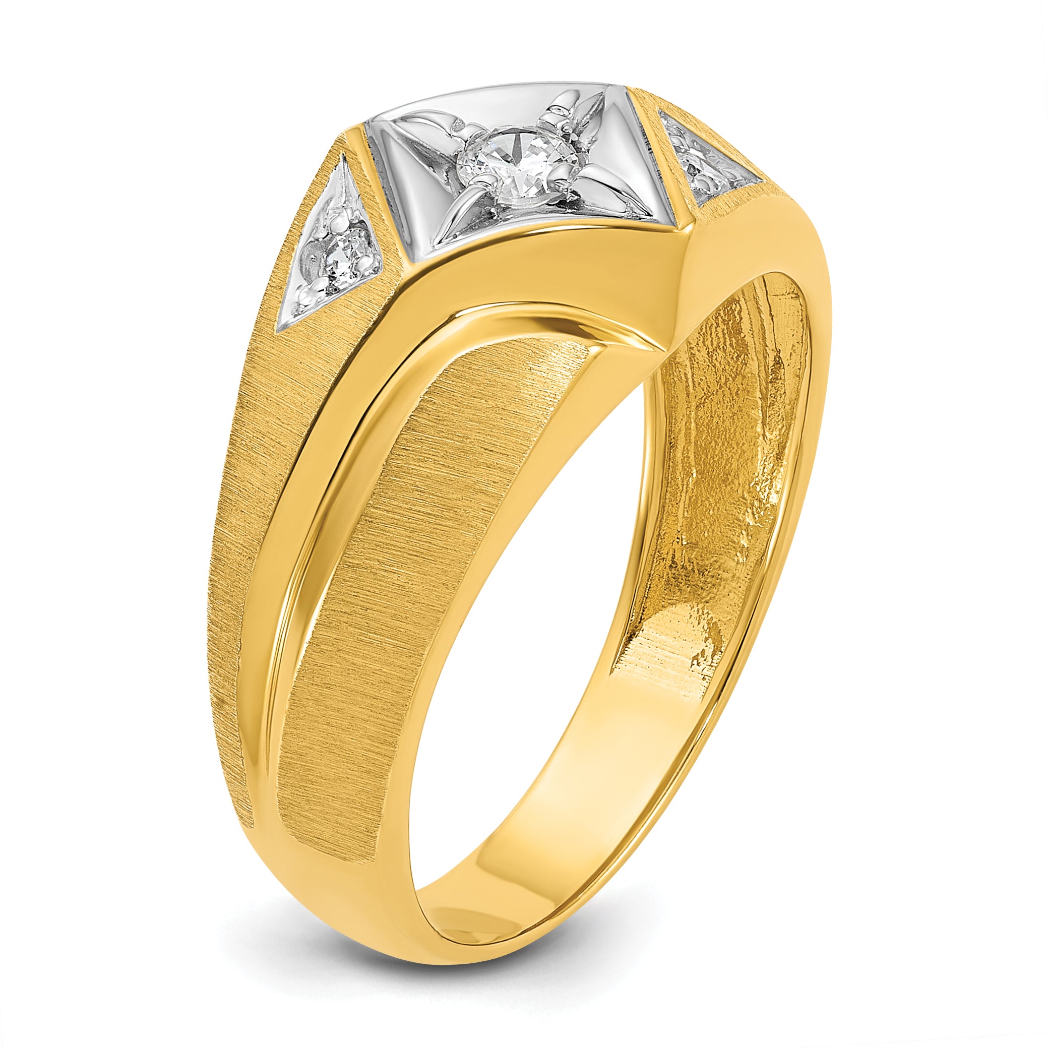 14k Mens Polished and Satin Diamond Ring Mounting, Mounting Only - Sophia Jewelers