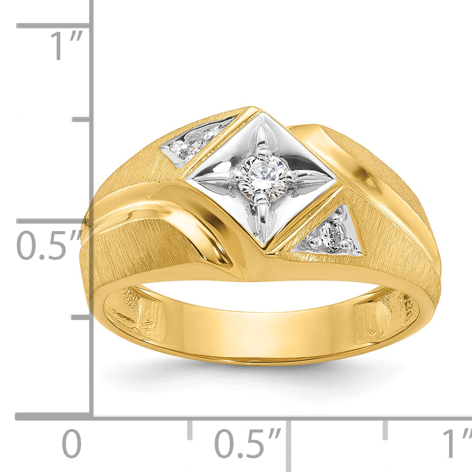 14k with White Rhodium Mens Satin 1/5 carat Diamond Complete Ring - Sophia Jewelers