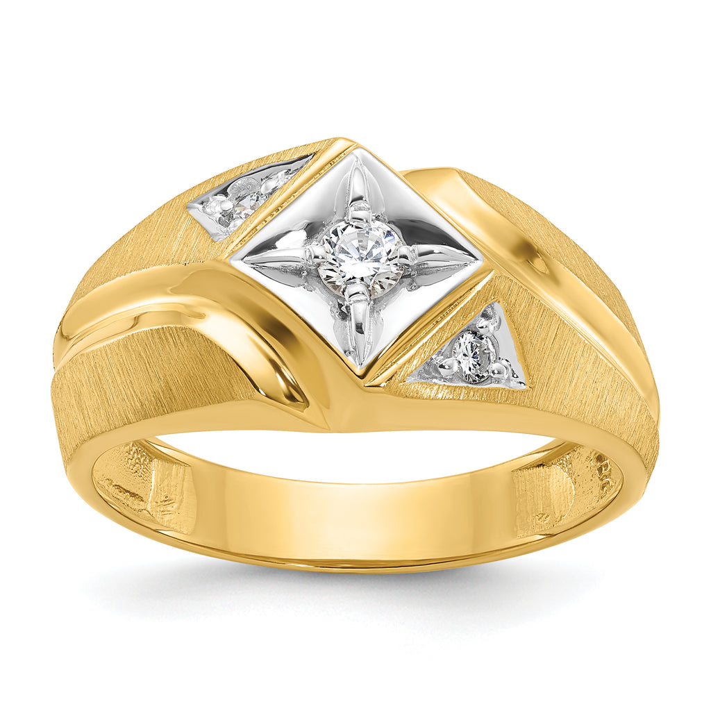 14k Mens Polished and Satin Diamond Ring Mounting, Mounting Only - Sophia Jewelers