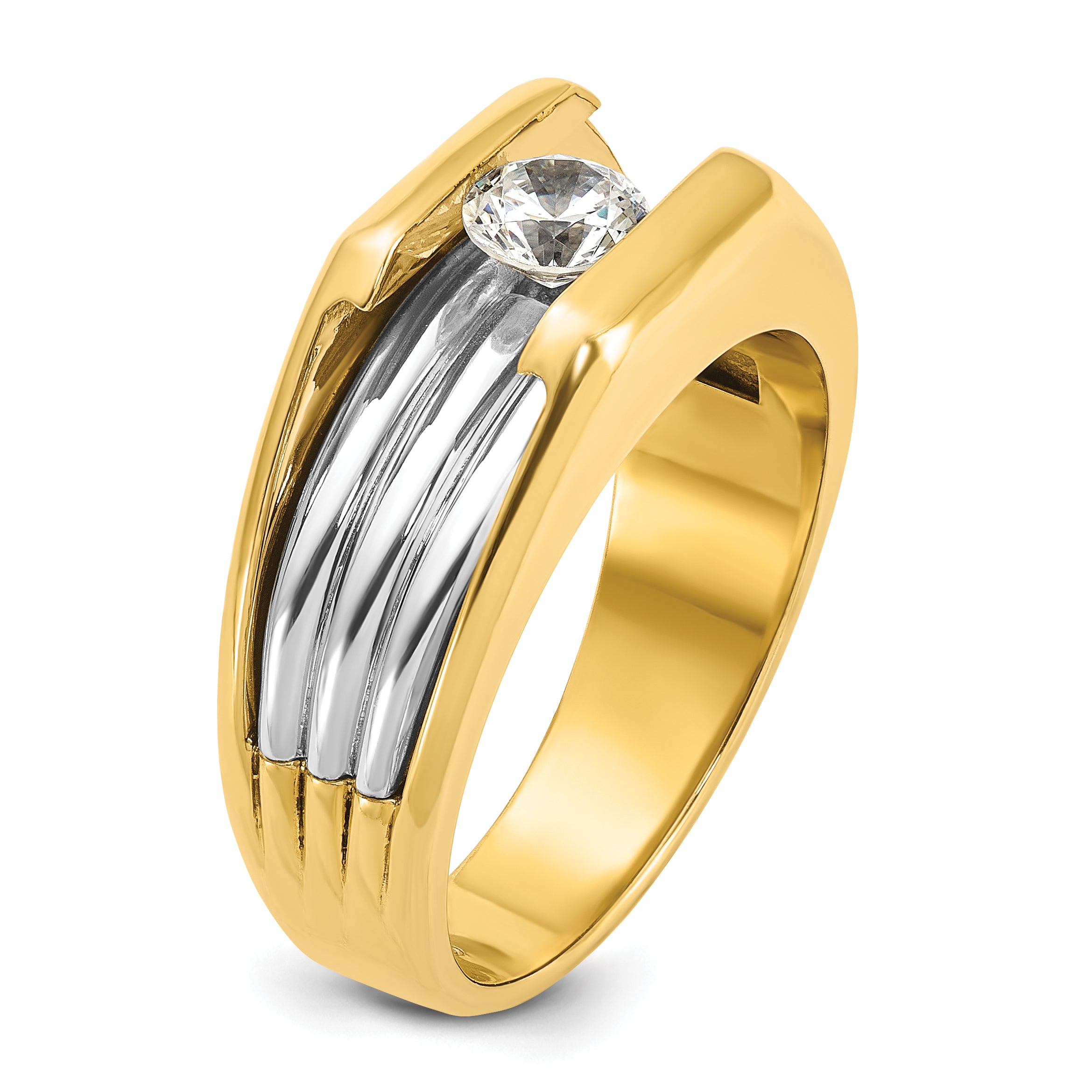 14k Two-tone Mens Diamond Ring Mounting, Mounting Only - Sophia Jewelers