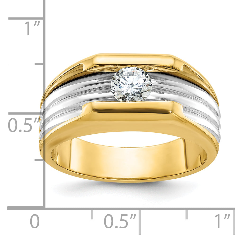 14k Two-tone Mens 1/2 carat Diamond Complete Ring - Sophia Jewelers