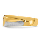 14k Two-tone Men's Polished Satin and Grooved 3-Stone 1/4 Carat AA Quality Diamond Ring - Sophia Jewelers