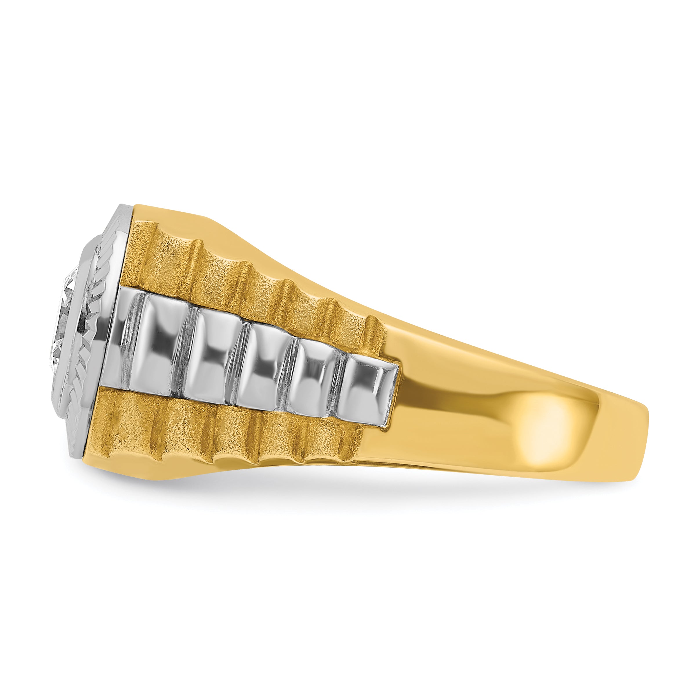 10k Two-tone Men's Polished Satin and Textured Ring Mounting (No Stones Included)