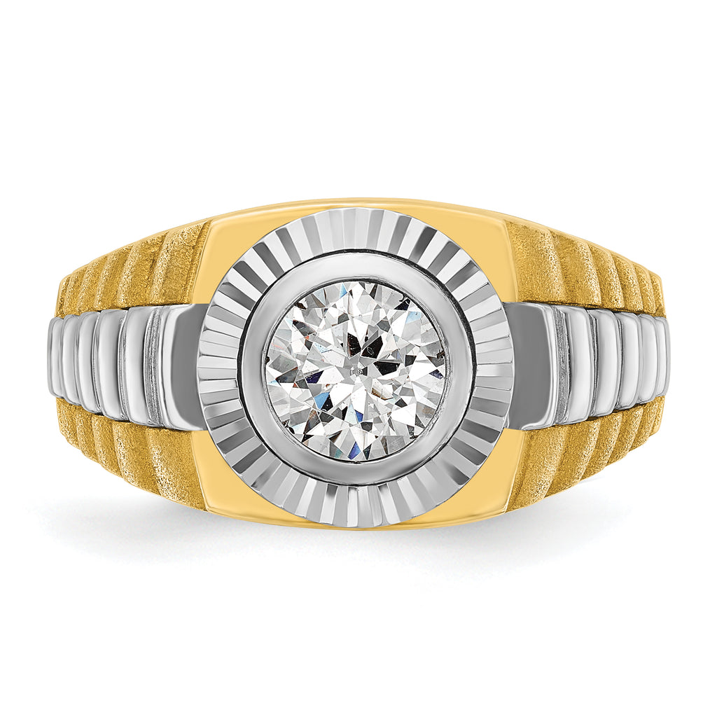 10k Two-tone Men's Polished Satin and Textured Ring Mounting (No Stones Included)