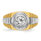 10k Two-tone Men's Polished Satin and Textured Ring Mounting (No Stones Included)