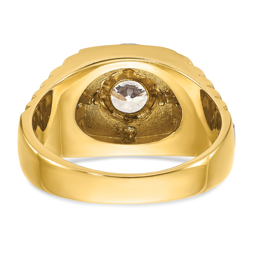 10k Two-tone Men's Polished Satin and Textured Ring Mounting (No Stones Included)