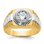 10k Two-tone Men's Polished Satin and Textured Ring Mounting (No Stones Included)