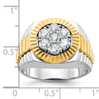 14k Two-tone Men's Polished and Textured Round Cluster Ring Mounting, Mounting Only - Sophia Jewelers