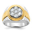 14k Two-tone Men's Polished and Textured Round Cluster Ring Mounting, Mounting Only - Sophia Jewelers