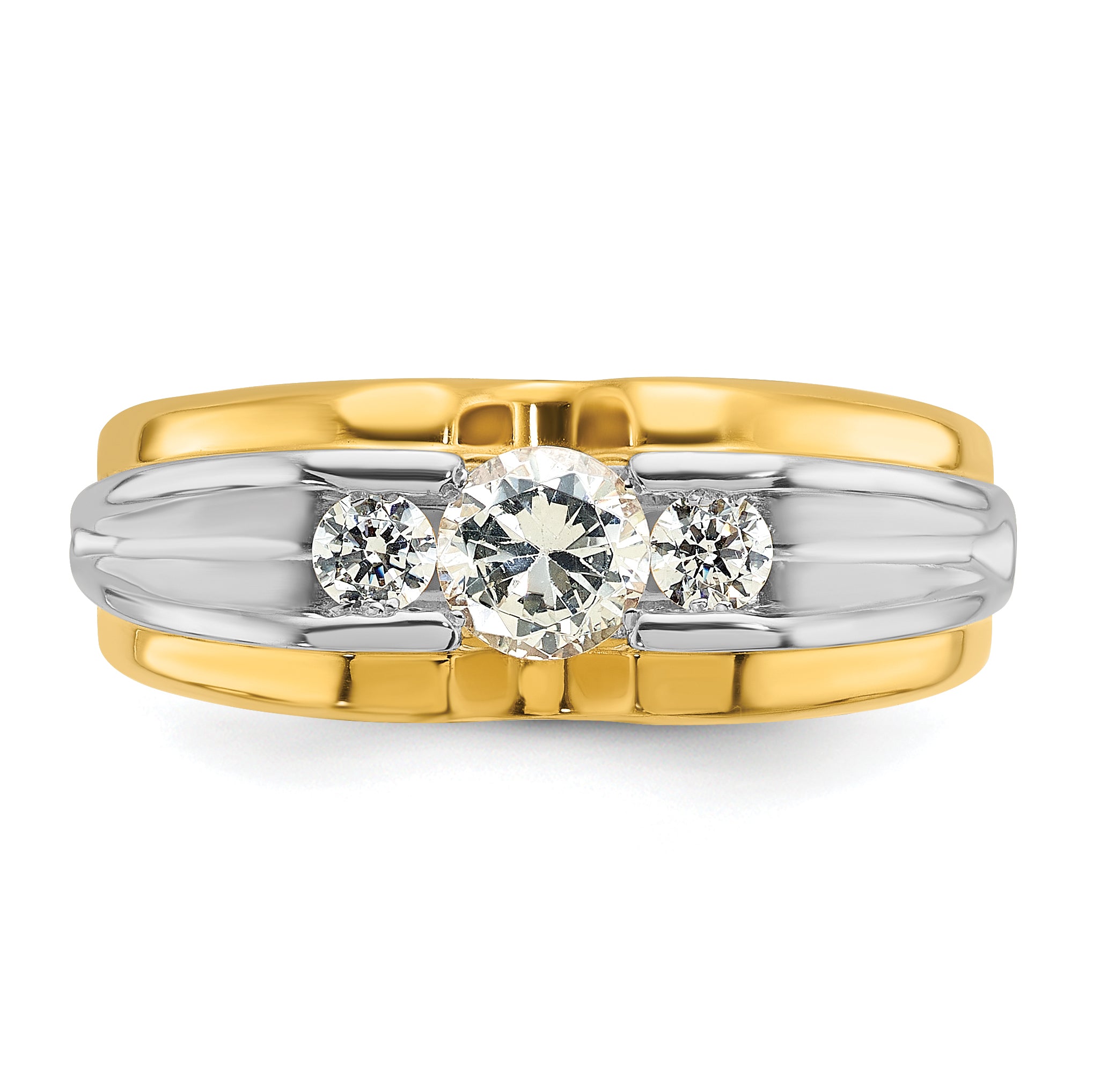 14k Two-tone Mens Diamond Ring Mounting, Mounting Only - Sophia Jewelers