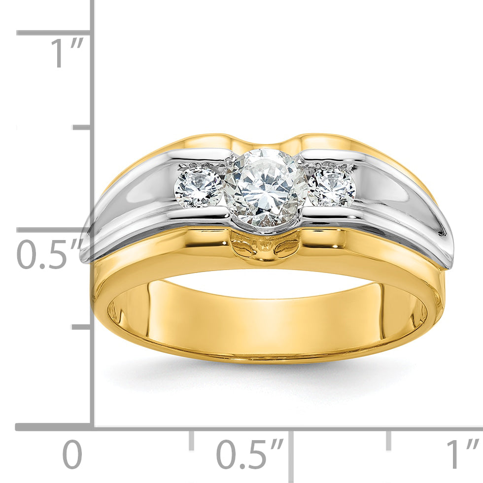 14k Two-tone Mens 3/4 carat Diamond Complete Ring - Sophia Jewelers
