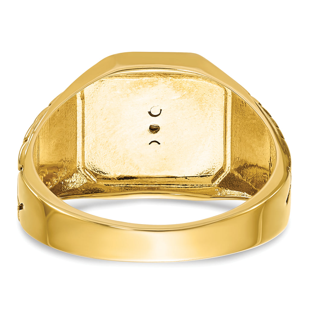 14k Two-tone Men's Polished and Textured Blue Lodge Master Masonic Ring Mounting, Mounting Only - Sophia Jewelers