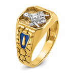 14k Two-tone Men's Polished and Textured Blue Lodge Master Masonic Ring Mounting, Mounting Only - Sophia Jewelers