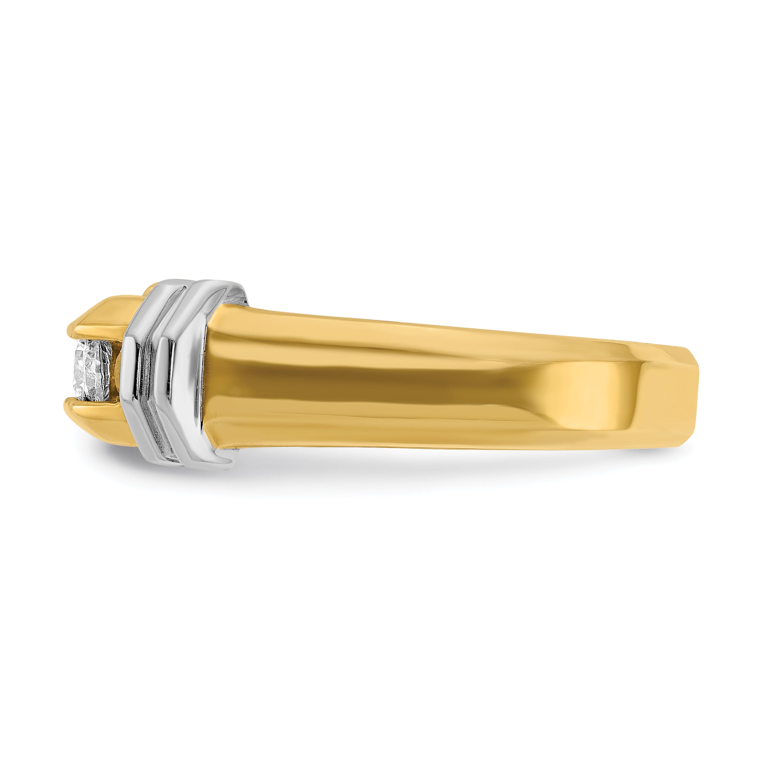 14k Two-tone Men's Polished and Grooved 5-Stone 1/2 Carat AA Quality Diamond Ring - Sophia Jewelers