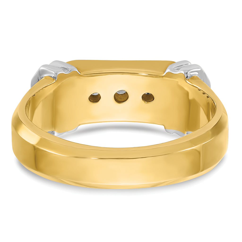 14k Two-tone Men's Polished and Grooved 5-Stone 1/2 Carat AA Quality Diamond Ring - Sophia Jewelers