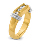 14k Two-tone Men's Polished and Grooved 5-Stone Ring Mounting, Mounting Only - Sophia Jewelers