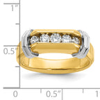 14k Two-tone Men's Polished and Grooved 5-Stone 1/2 Carat AA Quality Diamond Ring - Sophia Jewelers