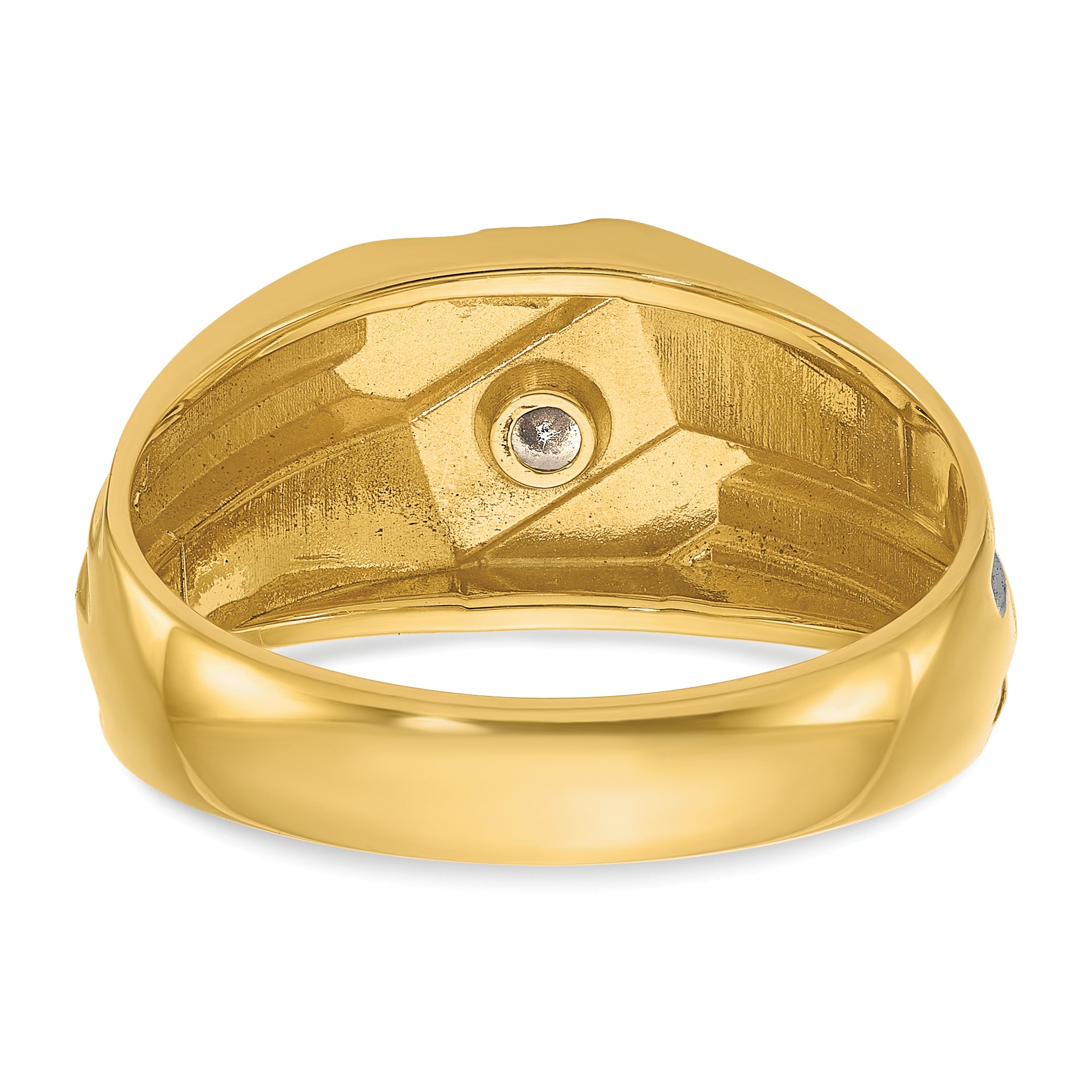 14k with Black Rhodium Men's Polished and Grooved 1/6 Carat AA Quality Diamond Ring - Sophia Jewelers