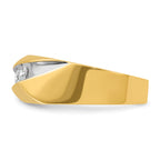 14k with White Rhodium Men's Polished and Grooved 3-Stone 1/3 Carat AA Quality Diamond Ring