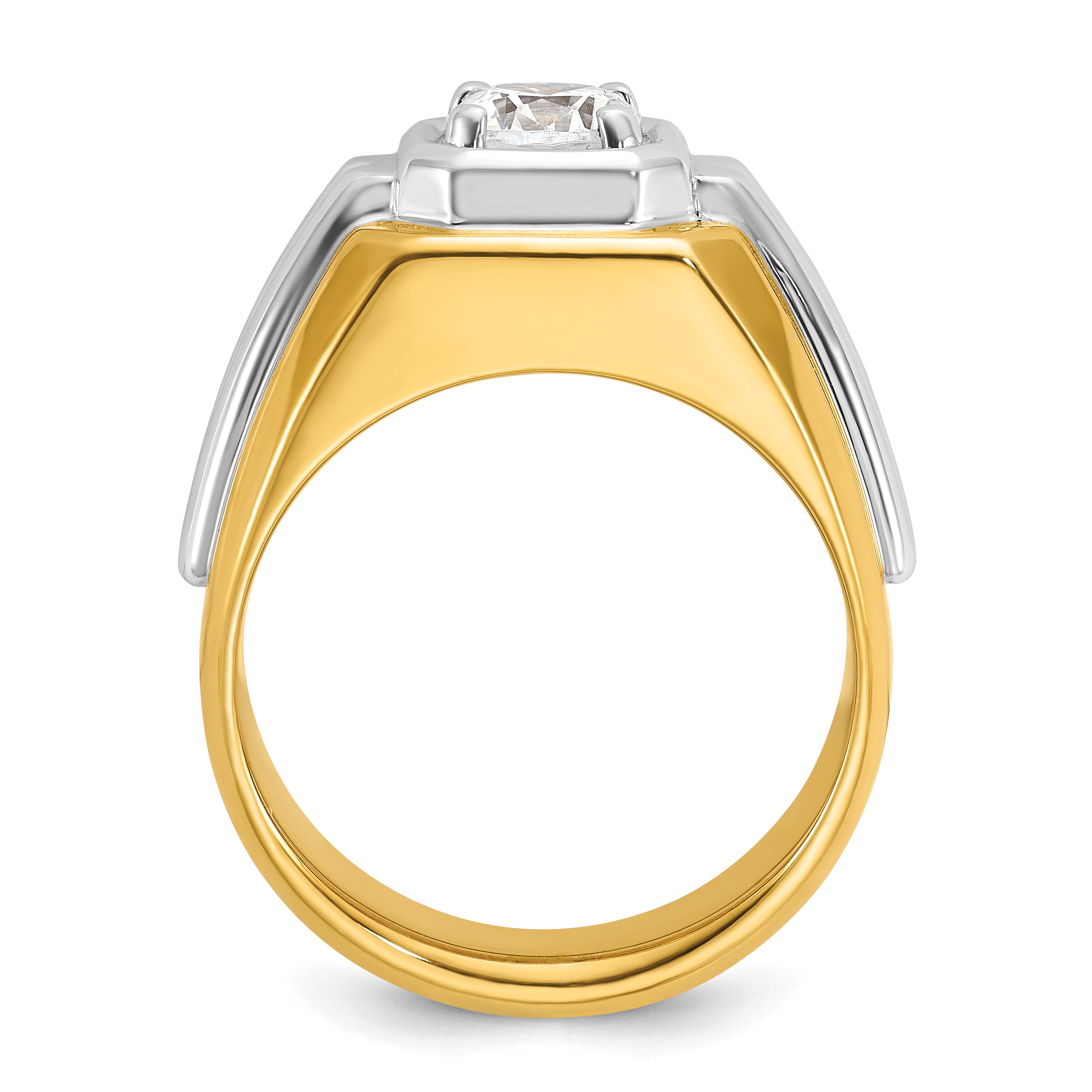 14k Two-tone 1 carat Lab Grown Diamond VS/SI+ G+ Complete Polished and Grooved Men's Ring