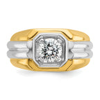 14k Two-tone 1 carat Lab Grown Diamond VS/SI+ G+ Complete Polished and Grooved Men's Ring