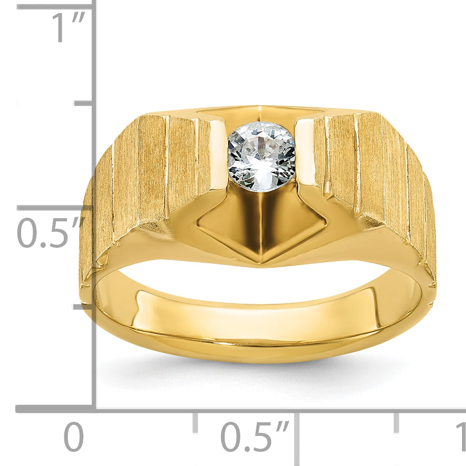 14k Mens Polished and Satin 1/3 carat Diamond Complete Ring - Sophia Jewelers