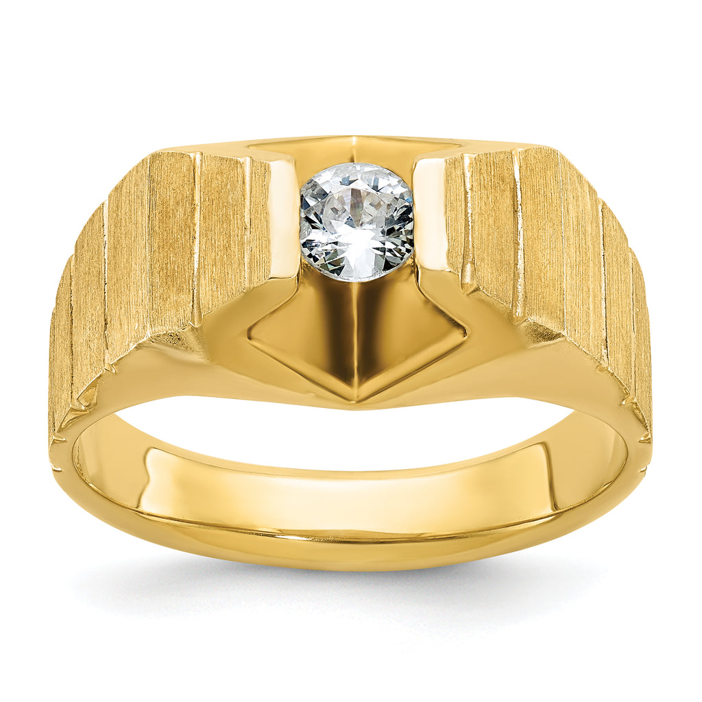 14k Mens Polished and Satin Diamond Ring Mounting, Mounting Only - Sophia Jewelers
