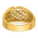 14k Mens Polished Satin and Grooved Ring Mounting, Mounting Only - Sophia Jewelers