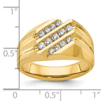 14k Mens Polished Satin and Grooved Ring Mounting, Mounting Only - Sophia Jewelers