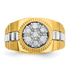 14k Two-tone Men's Polished Satin and Textured 1/2 Carat AA Quality Diamond Cluster Ring - Sophia Jewelers