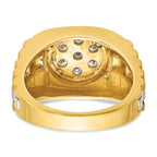 14k Two-tone Men's Polished Satin and Textured Cluster Ring Mounting, Mounting Only - Sophia Jewelers