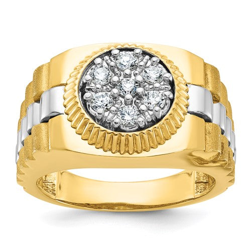 Men's Ribbed Cluster Ring in 14K Two-Tone Gold, 2.7mm (1/2 ct. tw.), Size 10 - Sophia Jewelers Main image