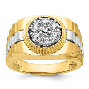 Men's Ribbed Cluster Ring in 14K Two-Tone Gold, 2.7mm (1/2 ct. tw.), Size 10 - Sophia Jewelers