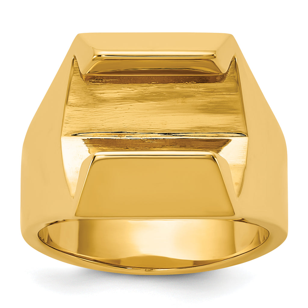14k Polished 8.3 mm Diamond Center Men's Ring Mounting, Mounting Only - Sophia Jewelers