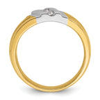 10k Two-tone Men's Polished and Grooved 3-Stone 1/5 Carat A Quality Diamond Ring