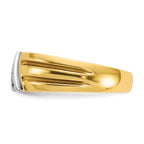 10k Two-tone Men's Polished and Grooved 3-Stone 1/5 Carat A Quality Diamond Ring