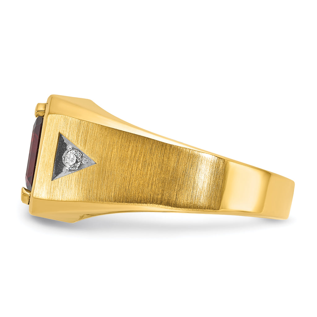 14k Mens Polished and Satin Octagon Gemstone and Diamond Ring Mounting, Mounting Only - Sophia Jewelers