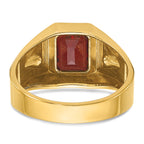 14k Men's Polished and Satin Garnet and 1/15 carat Diamond Complete Ring