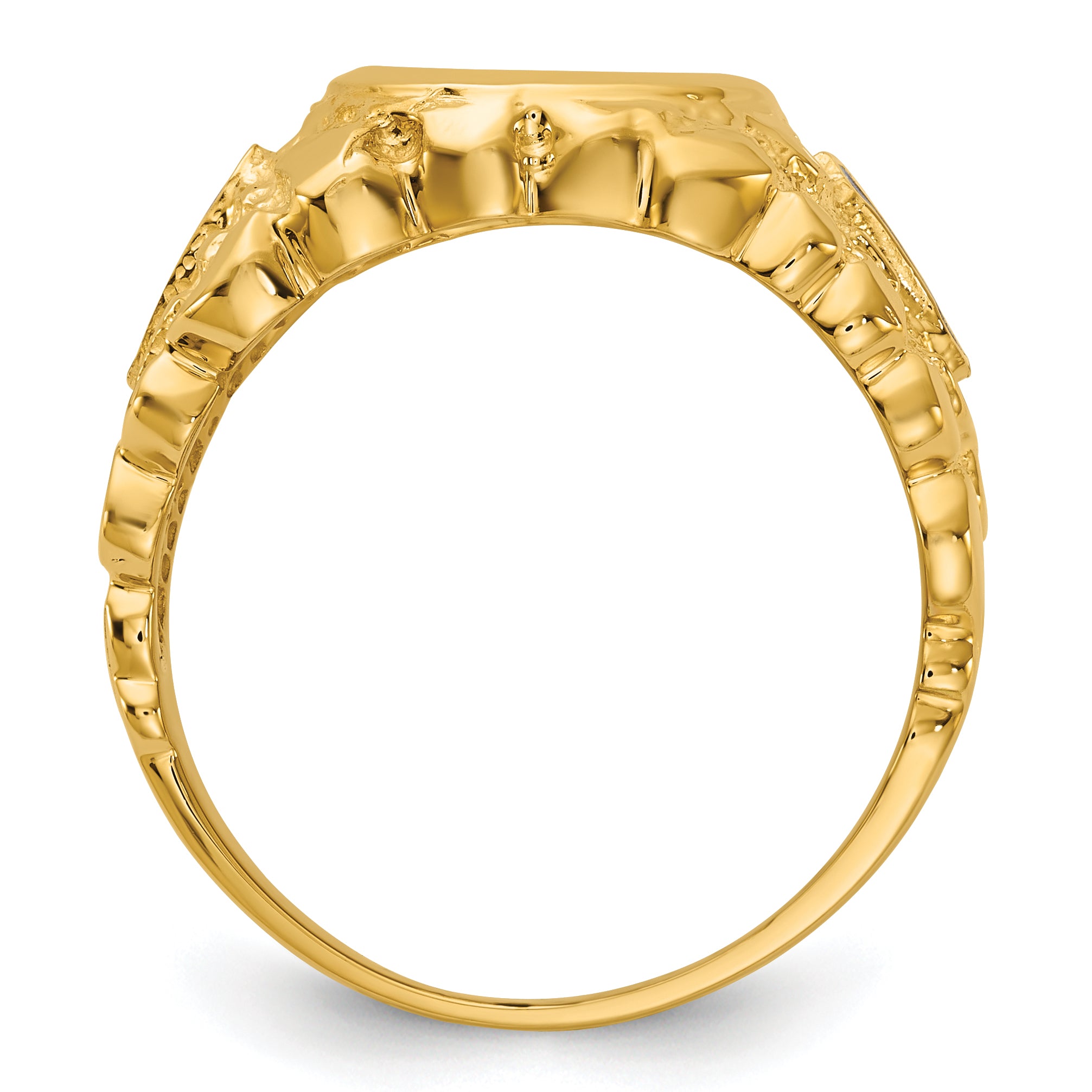 14k Men's Polished and Nugget Textured Blue Lodge Master Masonic Ring Mounting, Mounting Only Secondary image