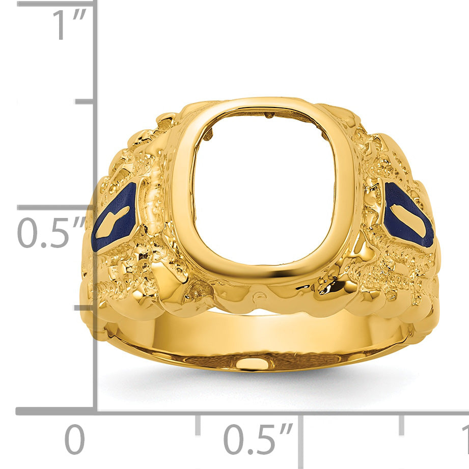 10k Men's Polished and Nugget Textured Blue Lodge Master Masonic Ring Mounting, Mounting Only - Sophia Jewelers
