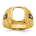 14k Men's Polished and Nugget Textured Blue Lodge Master Masonic Ring Mounting, Mounting Only - Sophia Jewelers