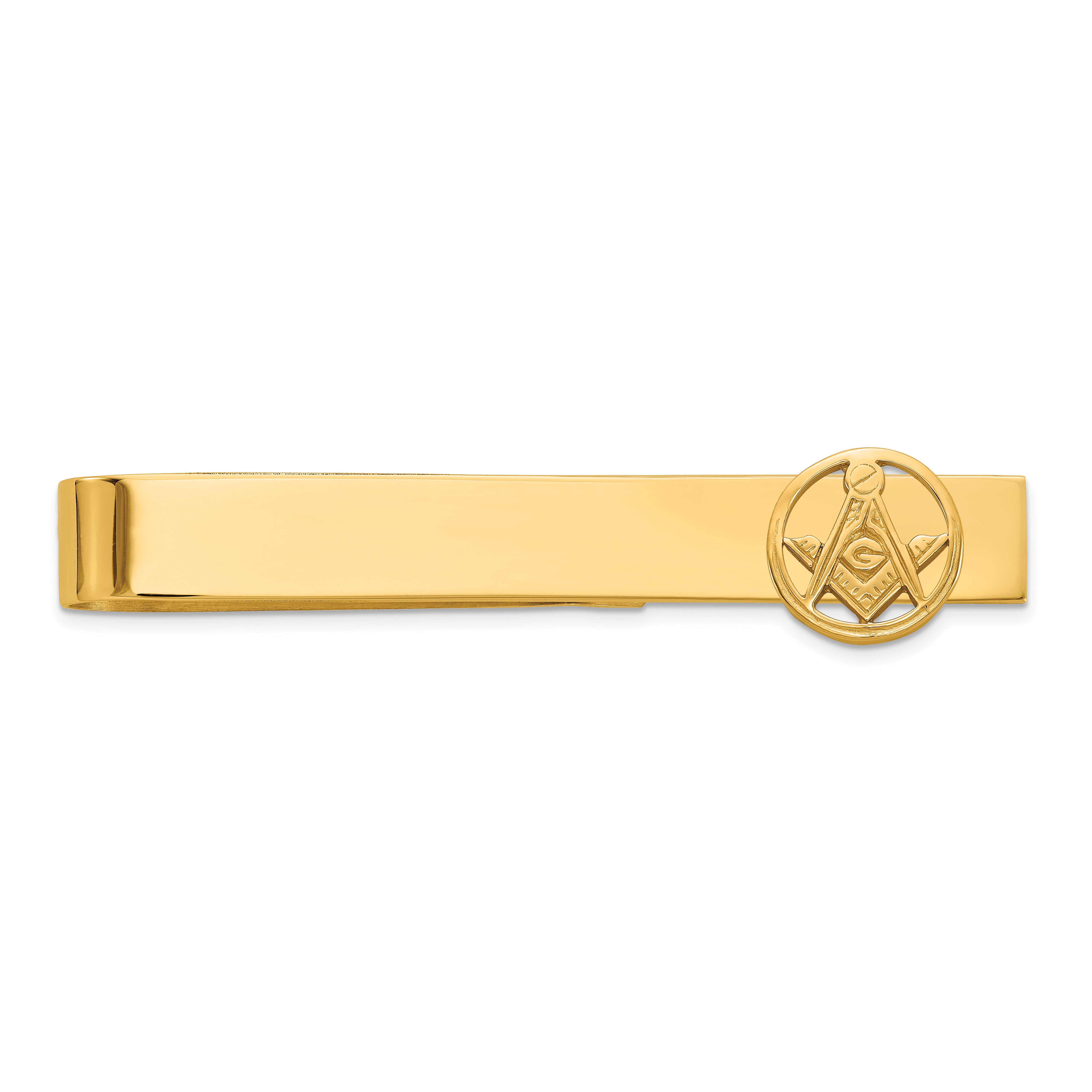 14k Men's Polished and Beaded Masonic Circle Medium Tie Bar Main image
