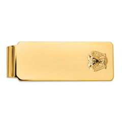 14k Men's Polished and Textured with Black Enamel 32 Degree Scottish Rite Masonic Medium Money Clip