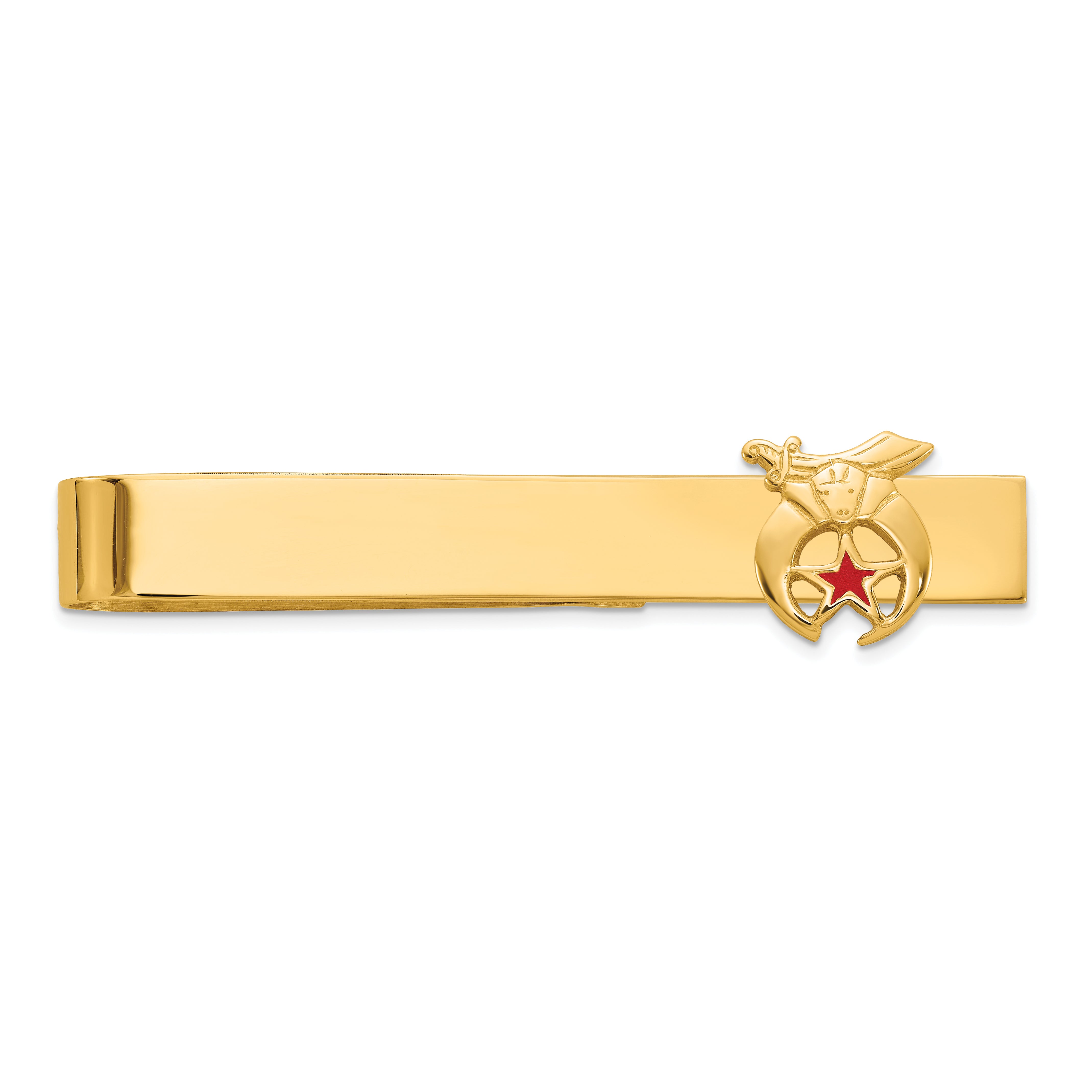 14k Men's Polished and Textured with Red Enamel Masonic Shriner Medium Tie Bar Main image