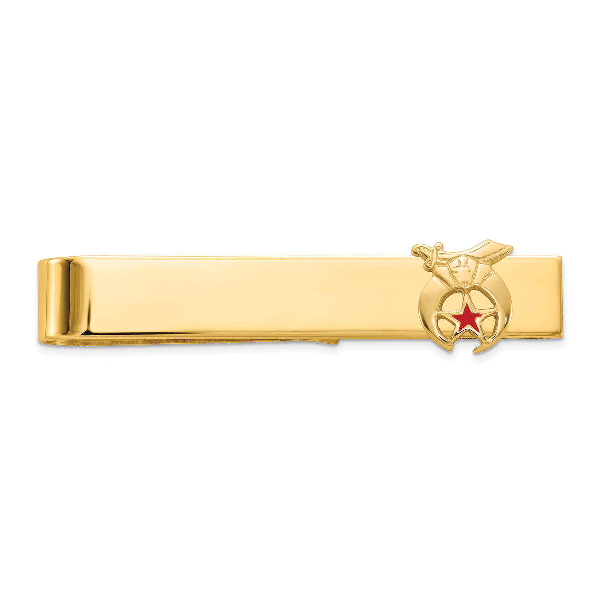 14k Men's Polished and Textured with Red Enamel Masonic Shriner Large Tie Bar