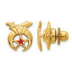 14k Men's Polished and Textured with Red Enamel Masonic Shriner Tie / Lapel Pin