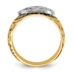 10k Two-tone Men's Polished and Textured with Multi-color Enamel Blue Lodge Master Masonic Ring