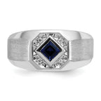 14k White Gold Mens Square Gemstone and Diamond Satin Ring Mounting, Mounting Only - Sophia Jewelers